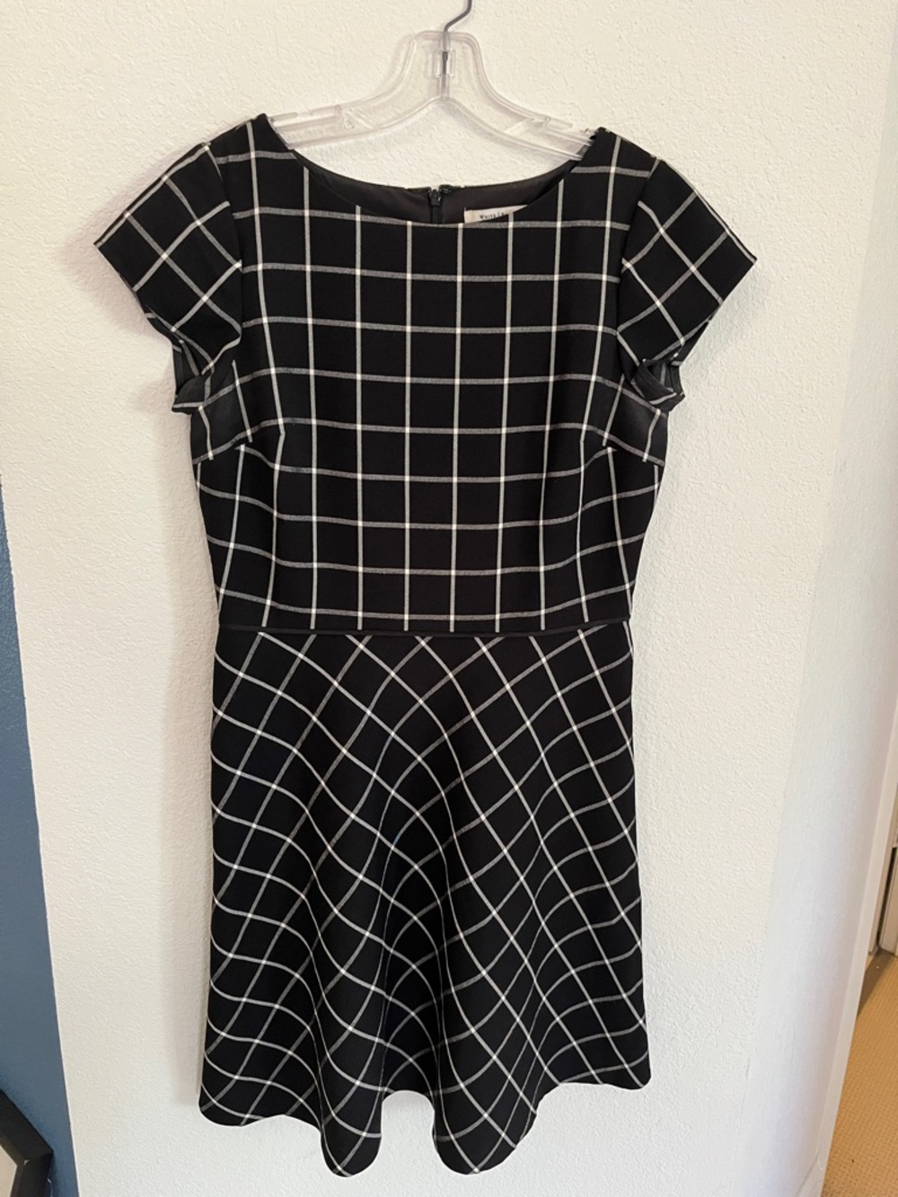 White House Black Market Windowpane Fit-and-Flare Dress